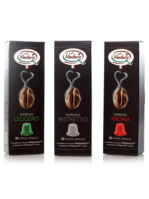 Caffè Espresso Monforte capsule, miscela Ristretto,Aroma,Leggero